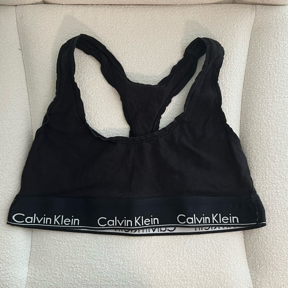 Calvin Klein Black Racerback Bralette with Branded Band